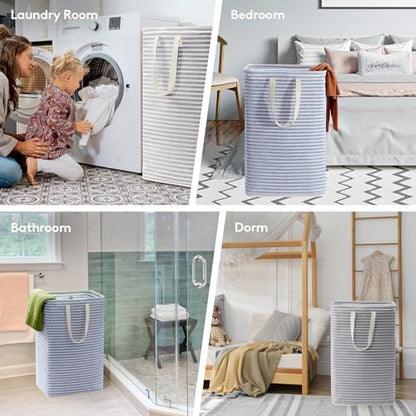 Lifewit 80L Large Laundry Baskets, Laundry Hampers Bags, 2 Pack, Grey&Blue - color: Grey-Blue, size: 80L