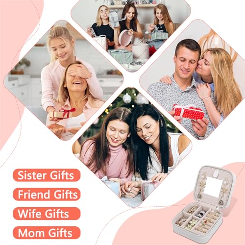 Travel Jewelry Case,Small Jewelry Box with Mirror,Gift for Girls Women - color: White-5pcs