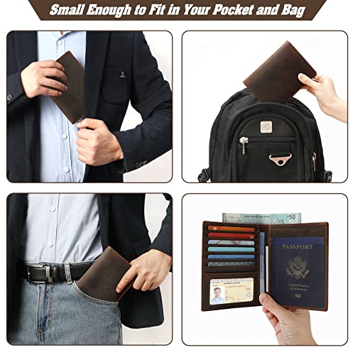 Jack&Chris Leather Passport Holder RFID Blocking Passport Travel Wallet Cover Case for Men Women Brown JC17 - color: JC17-Red Brown