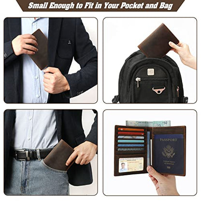 Jack&Chris Leather Passport Holder RFID Blocking Passport Travel Wallet Cover Case for Men Women Brown JC17 - color: JC17-Red Brown