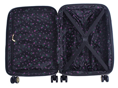 Betsey Johnson 26 Inch Checked Luggage Collection - Expandable Scratch Resistant (ABS + PC) Hardside Suitcase - Designer Lightweight Bag with 8-Rolling Spinner Wheels (Stripe Floral Hummingbird) - color: Stripe Floral Hummingbird