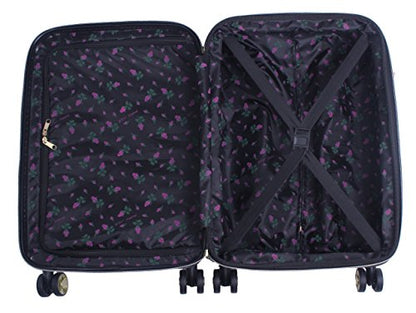 Betsey Johnson 26 Inch Checked Luggage Collection - Expandable Scratch Resistant (ABS + PC) Hardside Suitcase - Designer Lightweight Bag with 8-Rolling Spinner Wheels (Stripe Floral Hummingbird) - color: Stripe Floral Hummingbird