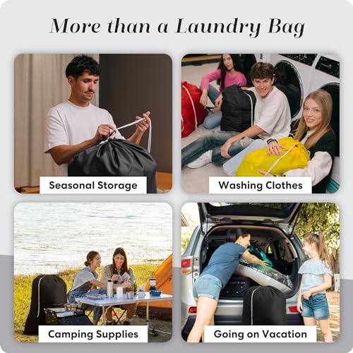 Handy Laundry Bags Nylon Extra Large - Heavy Duty - 2-Pack, Black - color: Black