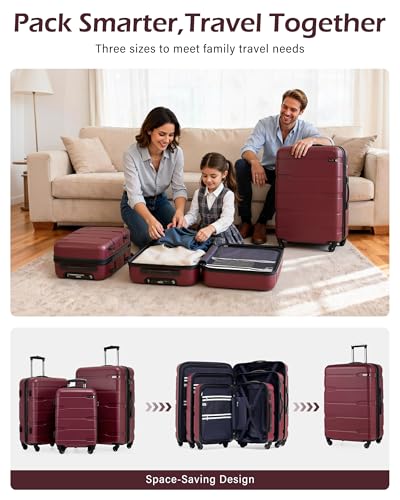 Coolife Medium Checked Luggage Hardside Suitcase with Spinner Wheels, 24in | Lightweight ABS+PC, Rolling Travel Suitcase with TSA Lock, Spinner Wheels, Durable Zipper, Radiant Pink - color: Radiant Pink., size: Medium Checked(24in)