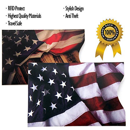 RFID Blocking Sleeves (10 RFID Blocking Sleeves, 5 Unique Designs) Identity Theft Protection Travel Case Set (American Element) (Side Load) - color: Side Load