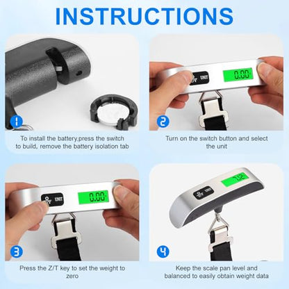 Luggage Scale, 110lb Luggage Weight Scale for Travel,Backlit LCD