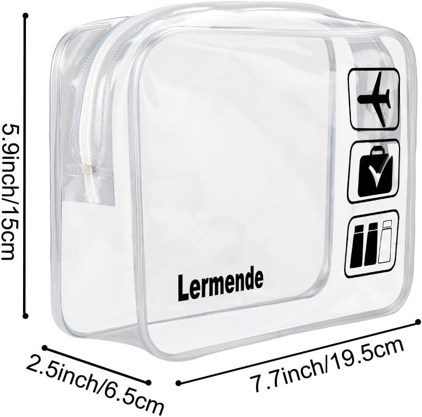 Lermende Clear Toiletry Bag TSA Approved Quart Size Travel Carry On - 2Pcs - color: Clear, size: 2 Pack