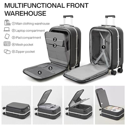 mixi Luggage Suitcase with Spinner Wheels, 24'' Checked Travel Luggage Aluminum Frame PC Hardside with TSA Lock & Cover - Rock Gray - color: Rock Gray, size: 24-inch
