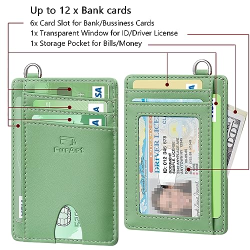 FurArt Slim Minimalist Wallet RFID Credit Card Holder for Men - color: Mint Green