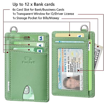 FurArt Slim Minimalist Wallet RFID Credit Card Holder for Men - color: Mint Green