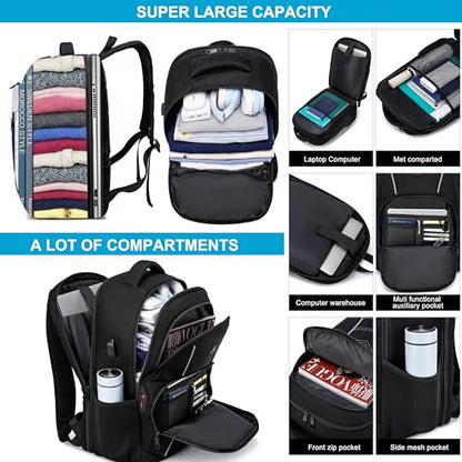 CAFELE TSA Friendly Flight Approved Business Backpack, Water-resistant Lightweight School Rucksack, Durable Large Weekender Bag Daypack (Black, 17.3 Inch)