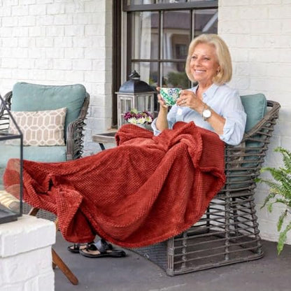 PediPocket Original Patented 50"x70" Black Cherry Plush Fleece Blanket - color: Black Cherry