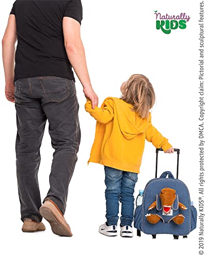 Naturally KIDS Toddler Suitcase w. Plush Brown Dinosaur Toy, w. Pockets - color: 04 Dinosaur Trex, size: Large