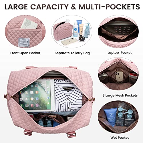 LOVEVOOK Travel Duffle Bag,Weekender Bags for Women with Shoe Compartment - color: Pink-b, size: Large-2 Pcs