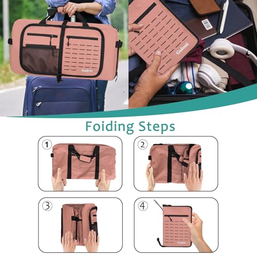 Goloni 80L Foldable Duffle Bag for Travel, Large Durable Travel Duffel Bag - color: Pink, size: 80L