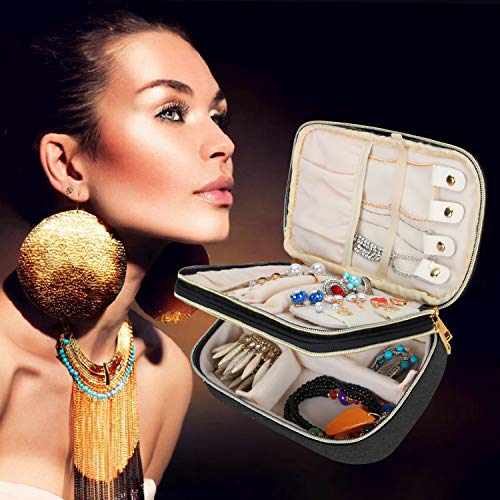 Teamoy Travel Jewelry Case Organizer Storage Box for Women, Black - color: Black