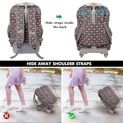 Tilami Rolling Backpack for Boys and Girls,Fox face - color: Fox Face
