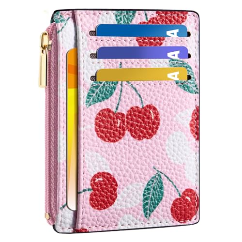 Tipmile Womens Credit Card Holder Wallet, Small Slim RFID Blocking Sleeve - color: Cherry Berry