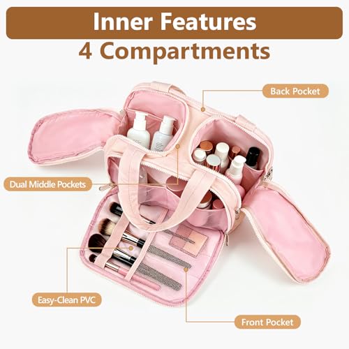 YooxArmor Travel Toiletry Bag for Women Men, Pink - color: Pink