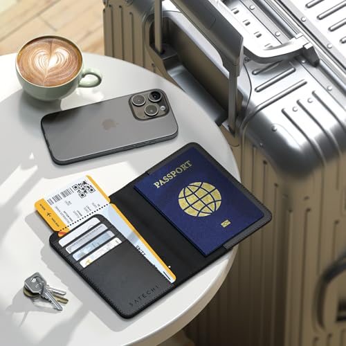 Satechi Passport Holder with Find My Tracking, 4-Slot Card Wallet, Black - color: Black