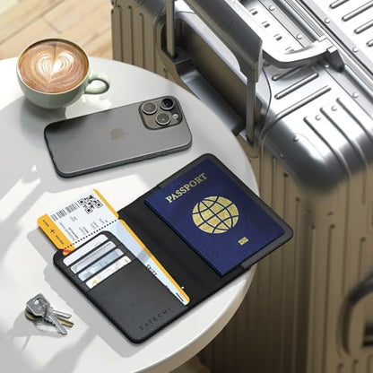 Satechi Passport Holder with Find My Tracking, 4-Slot Card Wallet, Black - color: Black