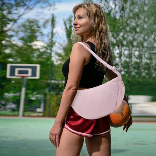 BESMART Small Nylon Crescent Crossbody Bag for Women Men Trendy, Waterproof Crescent Sling, Lightweight Travel Purses - color: Pink Quilted, size: Large