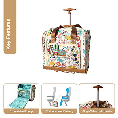 Lily Bloom Designer 15 Inch Carry On - Weekender Overnight Business Travel Luggage - Lightweight 2- Roller Wheels Suitcase - Under Seat Rolling Bag for Women, White, One Size, Under Seat Rolling Bag - color: White