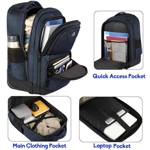 MATEIN Backpack with Wheels, Travel-friendly Rolling Laptop Backpack - color: Blue, size: 17-inch