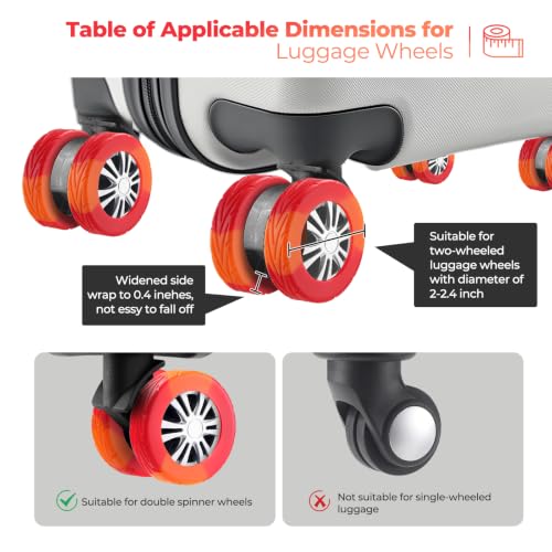 8Pcs Upgrade Luggage Wheel Covers,Travel Accessories (Bright Red/Orange) - color: Bright Red / Orange