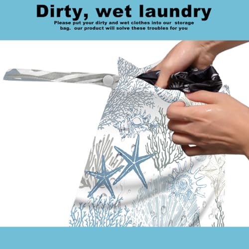 2Pcs Ocean Wet Bag Wet Dry Bag Reusable with Zipper, 12x10 Inch - color: Multicolor 1459