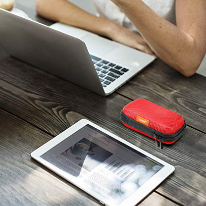 Red Rectangle Small EVA Case, Lightweight Hard Shell Zipper Pouch - color: Red