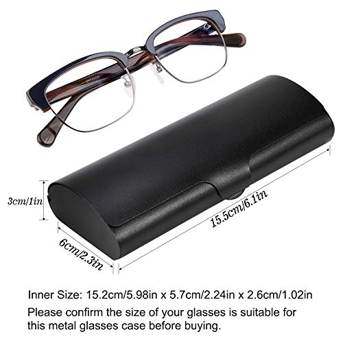 Hifot Aluminium Glasses Case, Slim Reading Glasses Case, Portable Travel Metal Eyeglass Spectacles Protection Hard Shell - color: Black
