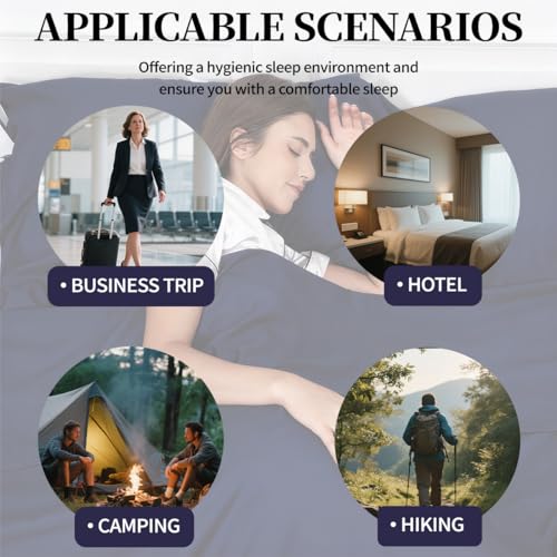 Sleeping Bag Liner, Compact Travel Sheets for Hotel Hostel - color: Navy Blue, size: 82.7" X 63"