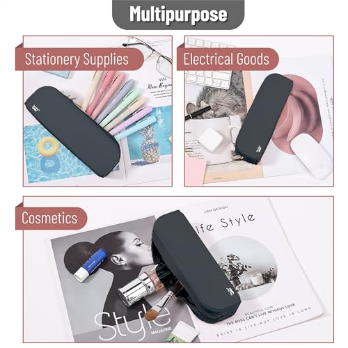 Mr. Pen- Silicone Pencil Case, Aesthetic Pencil Bag for Women, Makeup Pouch - color: Black