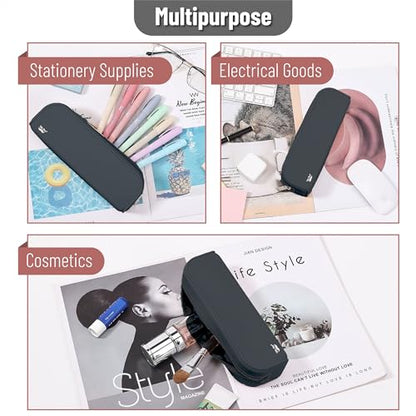 Mr. Pen- Silicone Pencil Case, Aesthetic Pencil Bag for Women, Makeup Pouch - color: Black