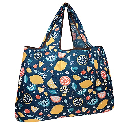 allydrew Large Foldable Tote Nylon Reusable Grocery Bags, Citrus - color: Citrus