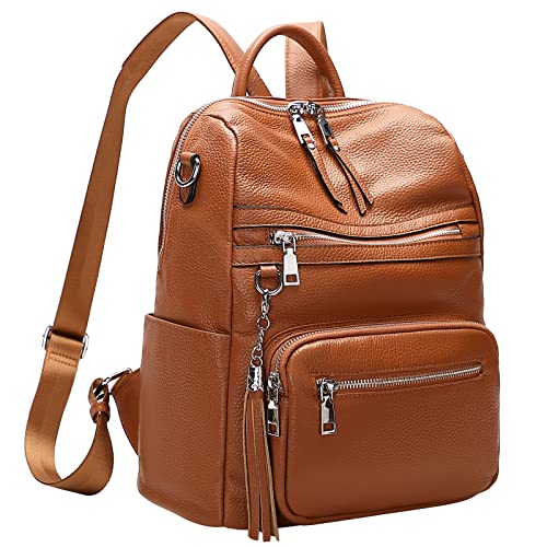 ALTOSY Genuine Leather Backpack for Women Soft Large Shoulder Bag - color: Brown