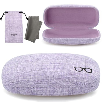 Vemiss Hard Shell Sunglasses Case, Large Linen Fabric Protective Glasses Case for Men Women - color: Purple 1, size: Sunglass Case