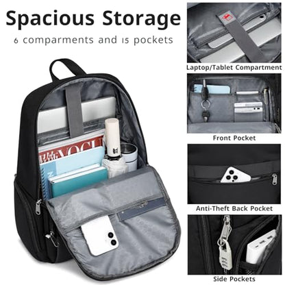 17 Inch Laptop Backpack for Men, Large Travel Backpack with Lockable Anti-Theft Compartment & USB Port, Water Resistant College Work Computer Bag (Black - color: Black a Large