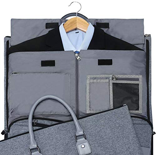 Travel Garment Bag,45L convertible garment bag carry on for hanging clothes - color: Grey Heather