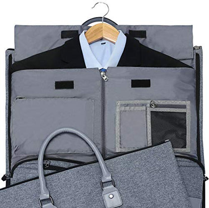 Travel Garment Bag,45L convertible garment bag carry on for hanging clothes - color: Grey Heather
