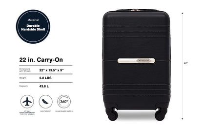 Travelers Club 22" Richmond Spinner Carry-On Luggage, Black - color: Black