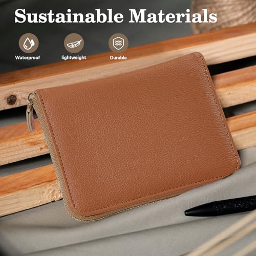 CoBak Passport Holder Cover with Safe Zipper Closure - color: Brown
