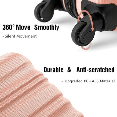 LONG VACATION Luggage Sets, 6 Piece, Hardshell Suitcase with Spinner Wheels - color: PINK, size: 6-Piece Set