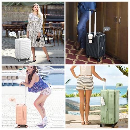HanTrip 20"/28" Top Opening Luggage Sets 2 Piece Hard Shell Suitcase, White - color: White, size: Expandable 2-Piece Set(20/28)
