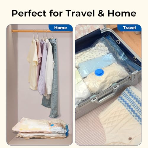 ETENWOLF 9 Combo Vacuum Storage Bags for Travel with Wireless Pump - size: 9 Travel Size-E