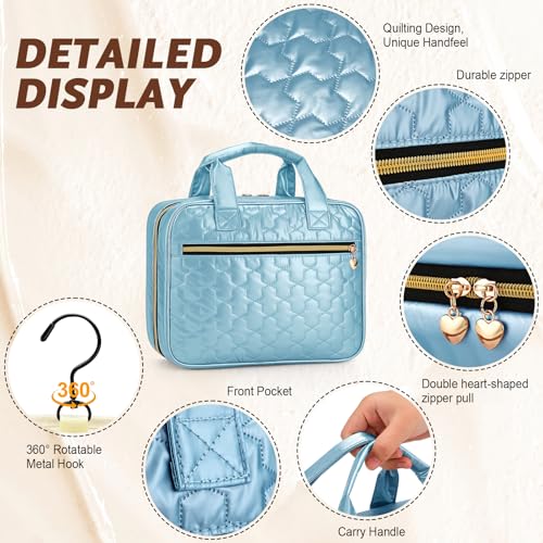 Travel Toiletry Bag with Hook Water-Resistant Makeup Cosmetic Bag - color: Blue, size: Large