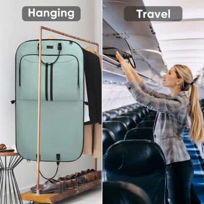 BALEINE Garment Bags for Travel, Water Resistant Carry on Suit Bag - color: Mint Green, size: 42"