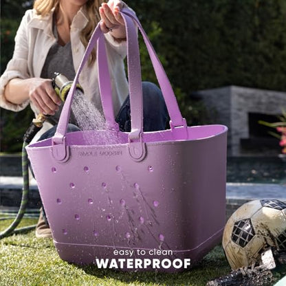 Simple Modern Waterproof Rubber Beach Bag | Extra Large | Pink | Getaway Tote Bag with Zipper Pocket, Beach Tote & Pool Bag for Travel, Boat, Groceries | Beach Essentials | Blush - color: Blush, style: Extra Large