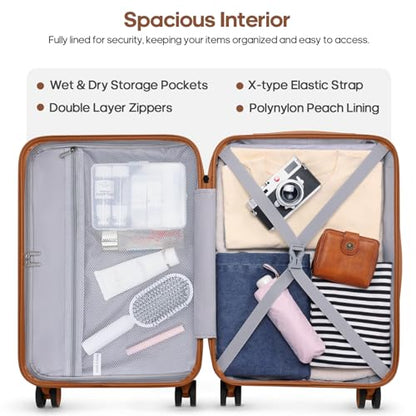 UKEIN Luggage Set with Backpack,Hardshell Carry On Luggage Airline Approved - color: Black